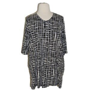 Ulla Popken V-Neck Swing A-line Hem Popover Tunic